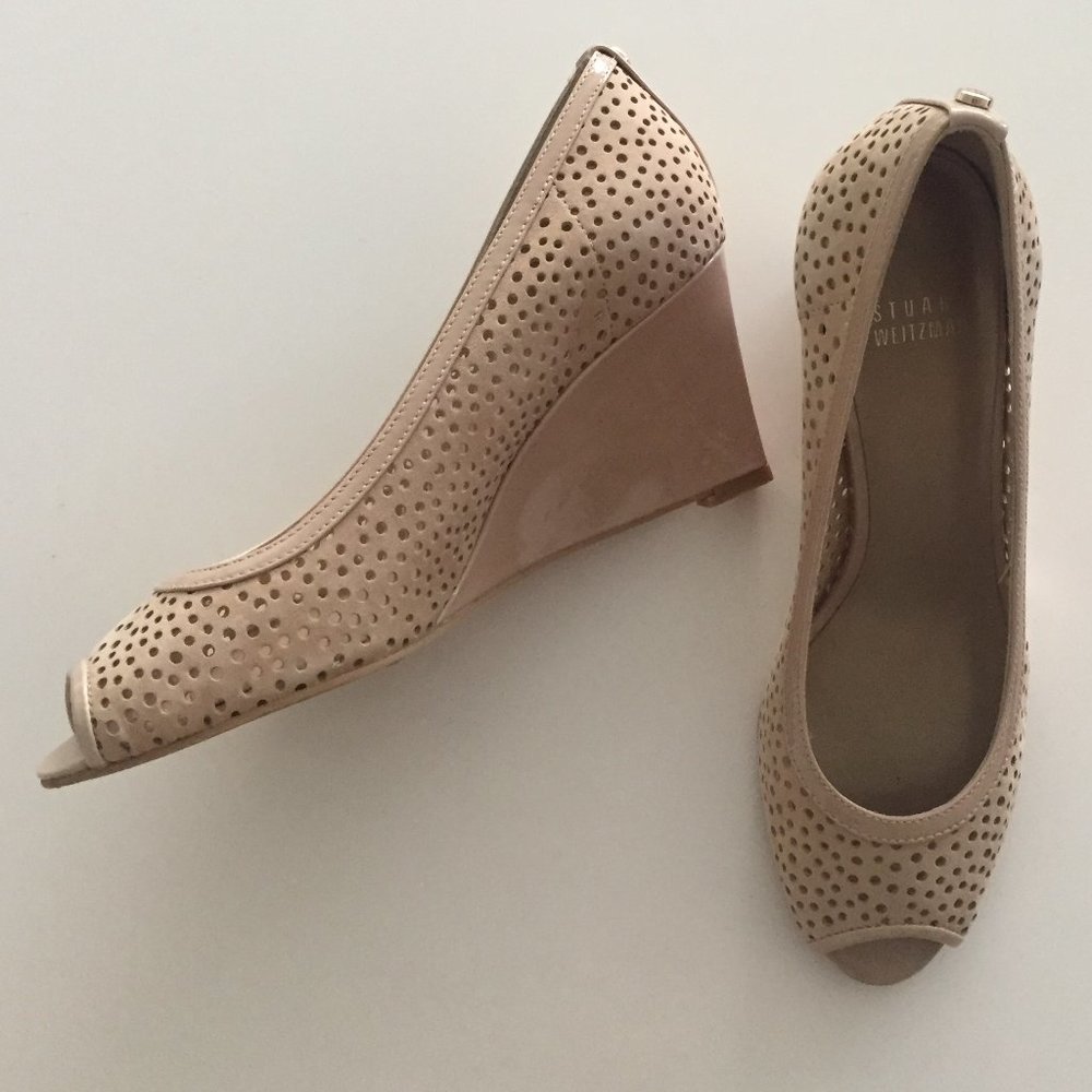 Stuart Weitzman Peep Toe Wedge Heels